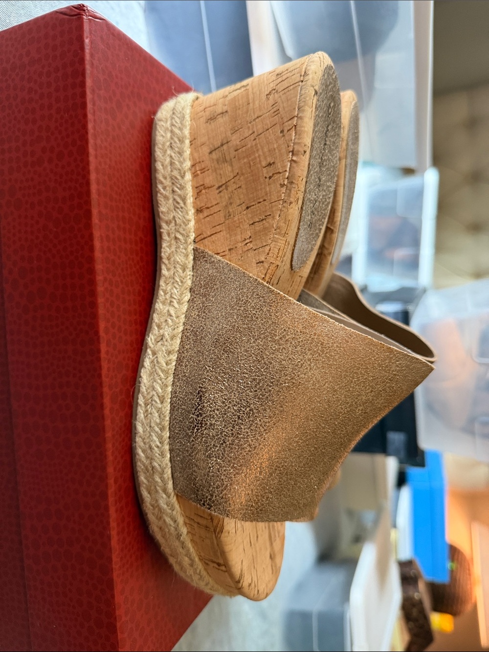Donald J. Pliner Goldish Bronze Janet Cork Slide Mules - Picture 5 of 6